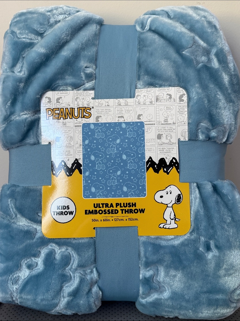 Kids Blue Soft plush Snoopy Star & Moon throw blanket